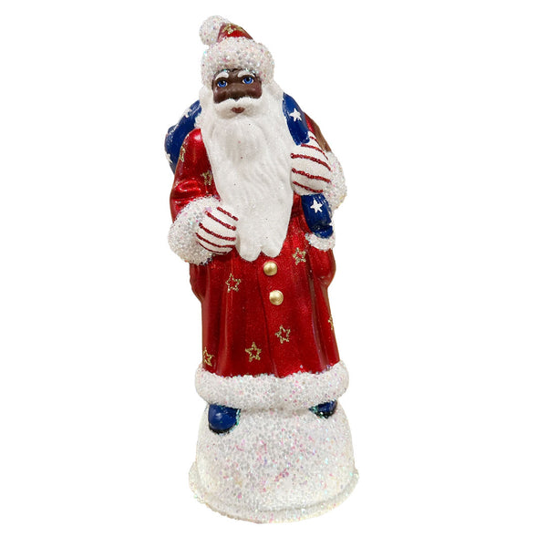 Patriotic Santa with brown face Papier Mache Candy Container by Ino Schaller