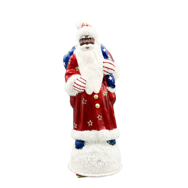 Patriotic Santa with brown face Papier Mache Candy Container by Ino Schaller
