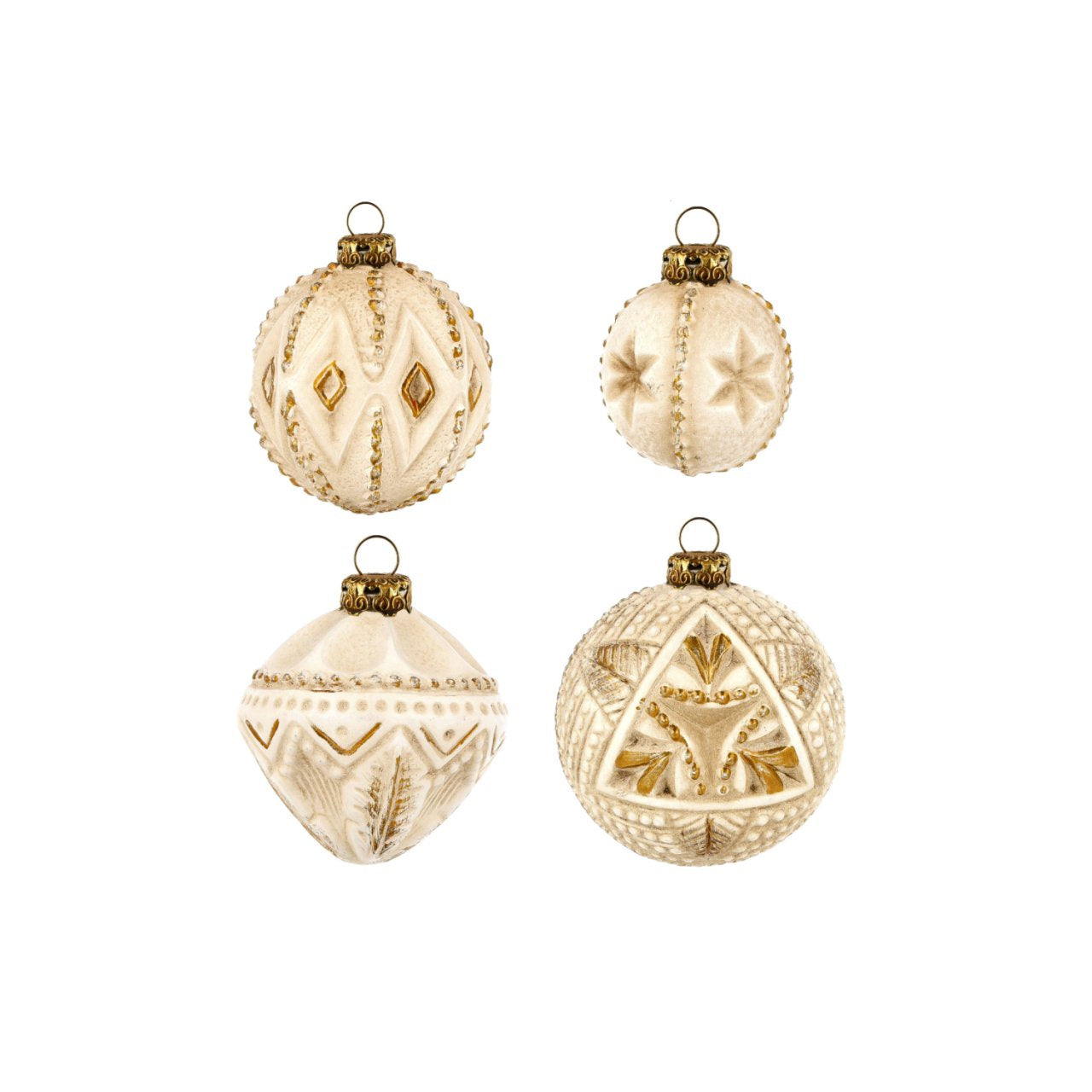 Antique White Ornaments with gold accents by Marolin Manufaktur