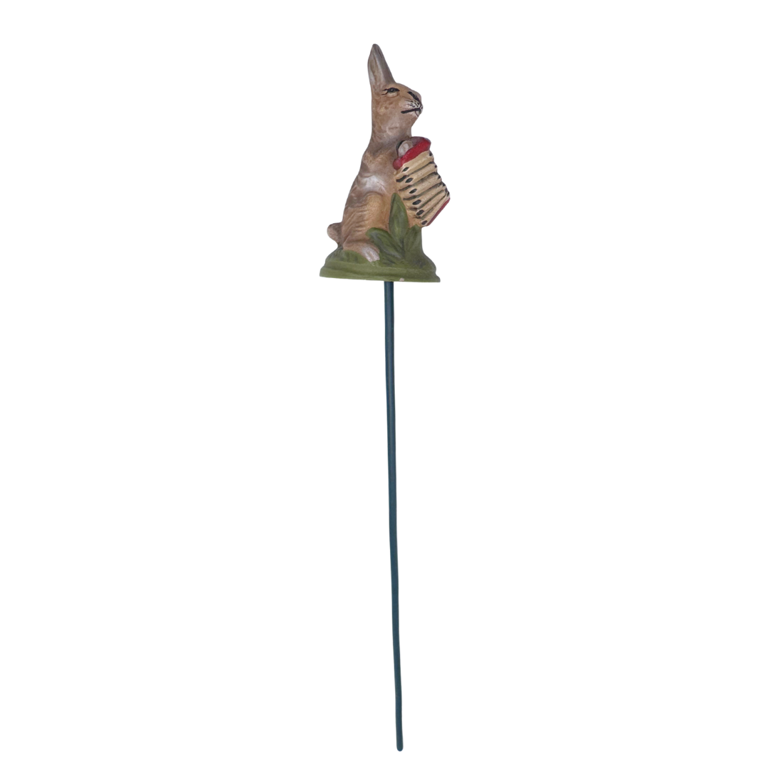 Rabbit, with accordion on stick by Marolin Manufaktur