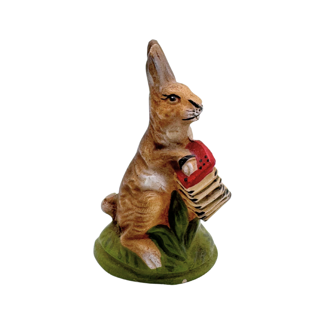 Rabbit, with accordion on stick by Marolin Manufaktur