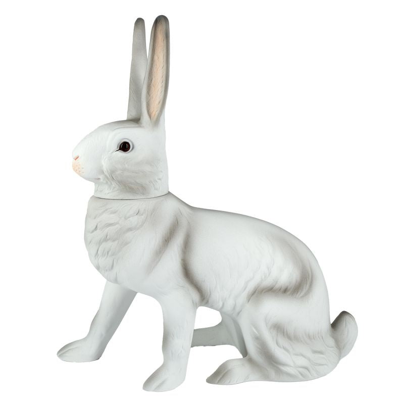 Large sitting Easter hare with lift-off head, white by Marolin Manufaktur