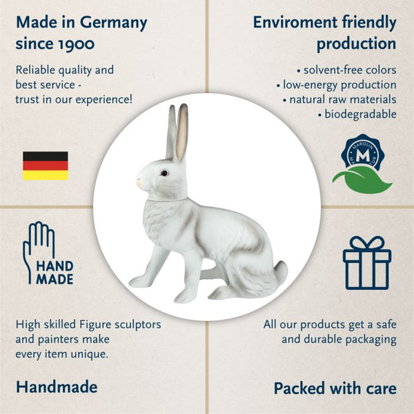 Large sitting Easter hare with lift-off head, white by Marolin Manufaktur