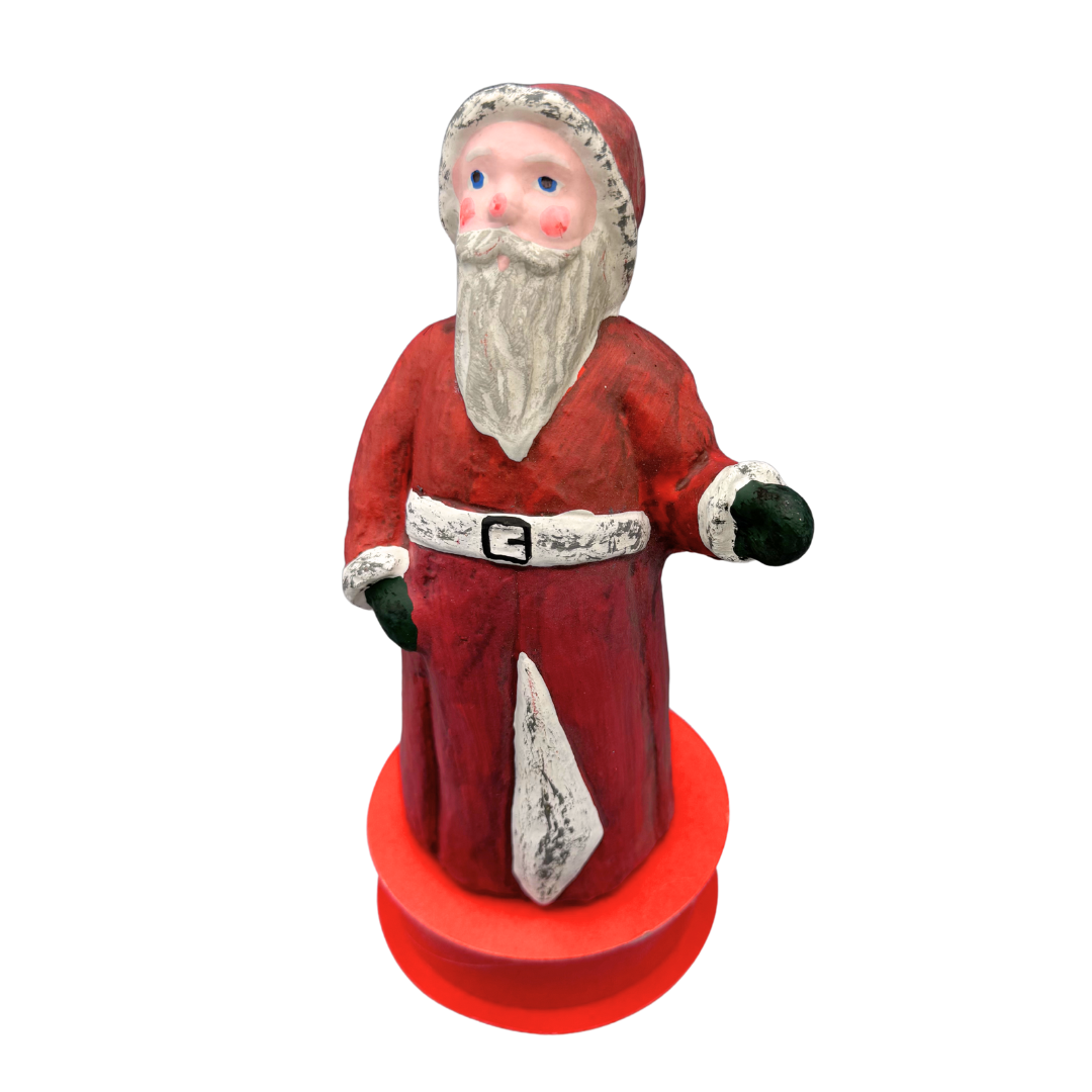 Vintage Rustic Santa with White Belt on Candy Box by Favore-West Germany