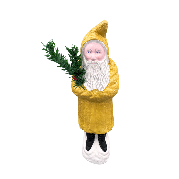 Vintage Mustard Coat Santa with Tree by Favore-West Germany