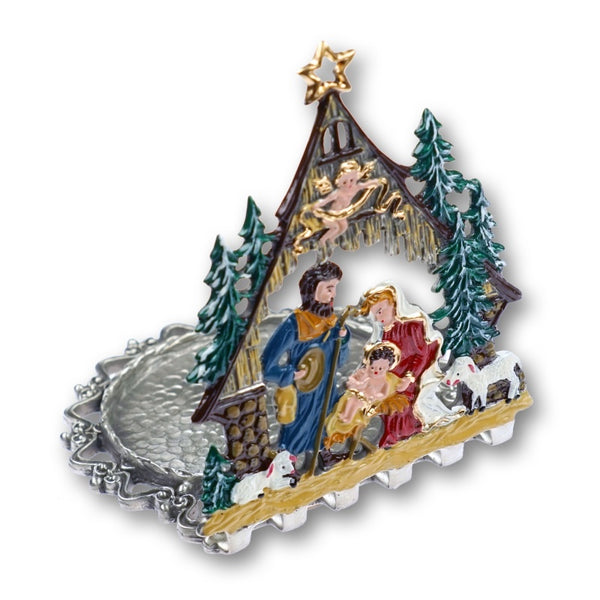 Nativity candleholder by Kuehn Pewter