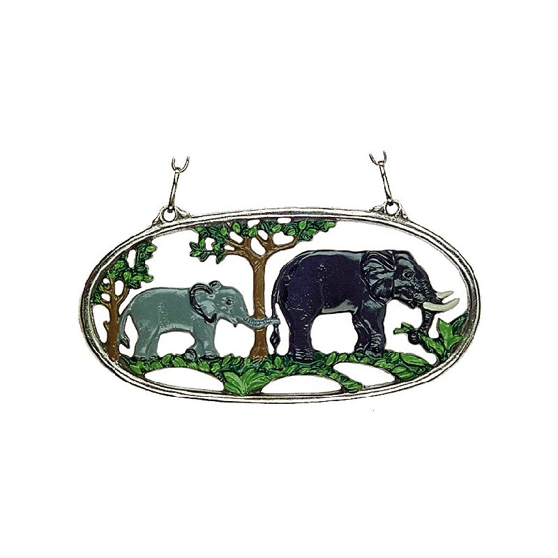 mama and baby elephant, hanging Ornament by Kuehn Pewter