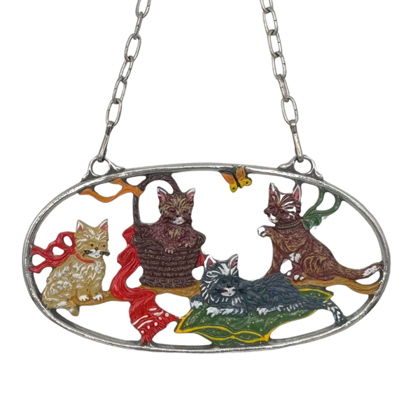 Little Cats Hanging Pewter Picture by Kuehn