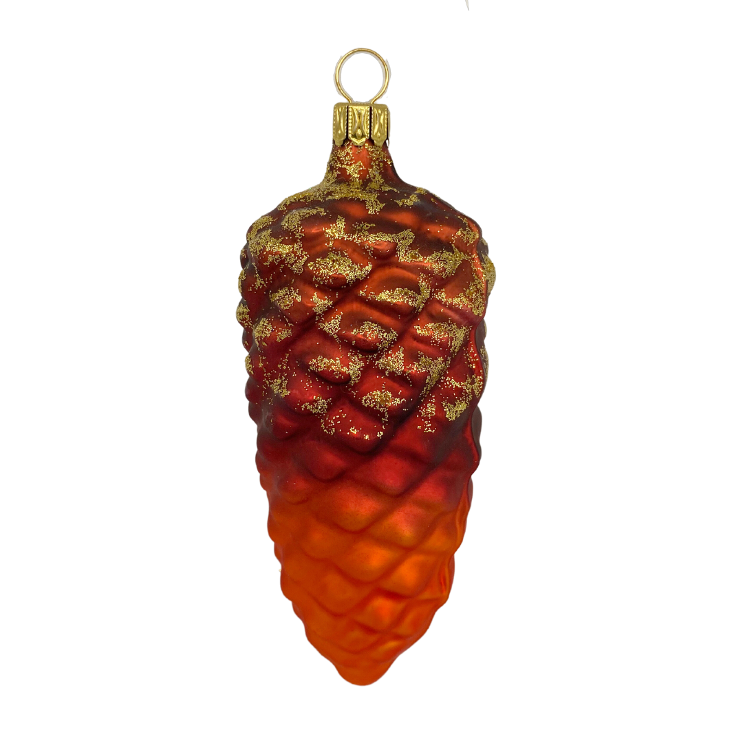 Brown, Red and Orange Pine Cone Ornament by Old German Christmas
