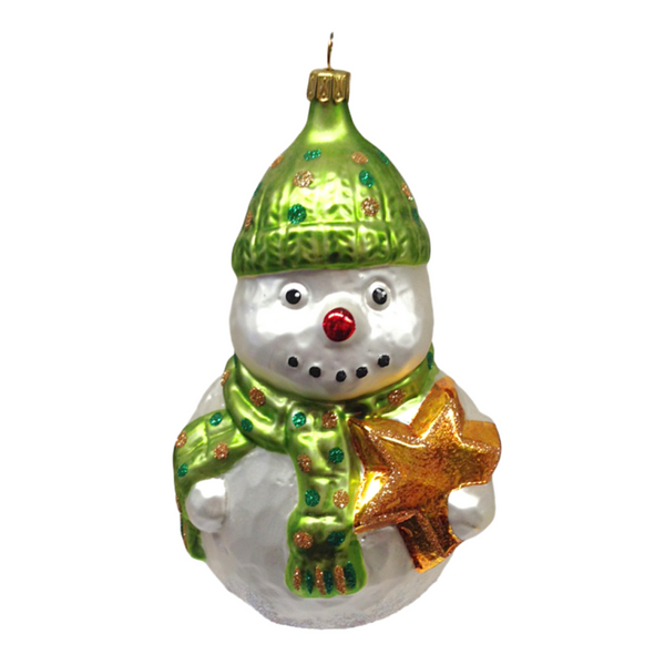 Large Blue Snowman with Star Ornament by Old German Christmas