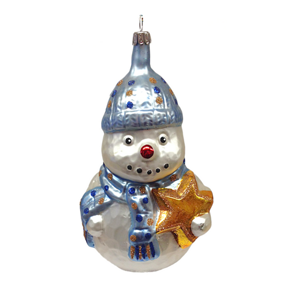 Large Blue Snowman with Star Ornament by Old German Christmas