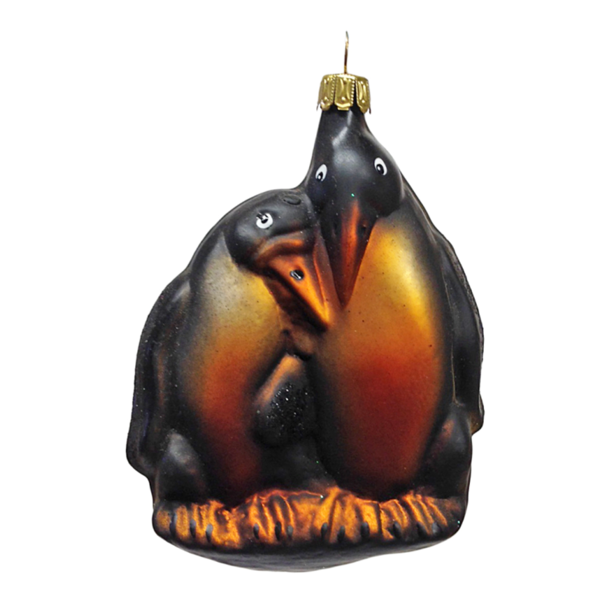 Black and Gold Penguin Couple Ornament by Old German Christmas