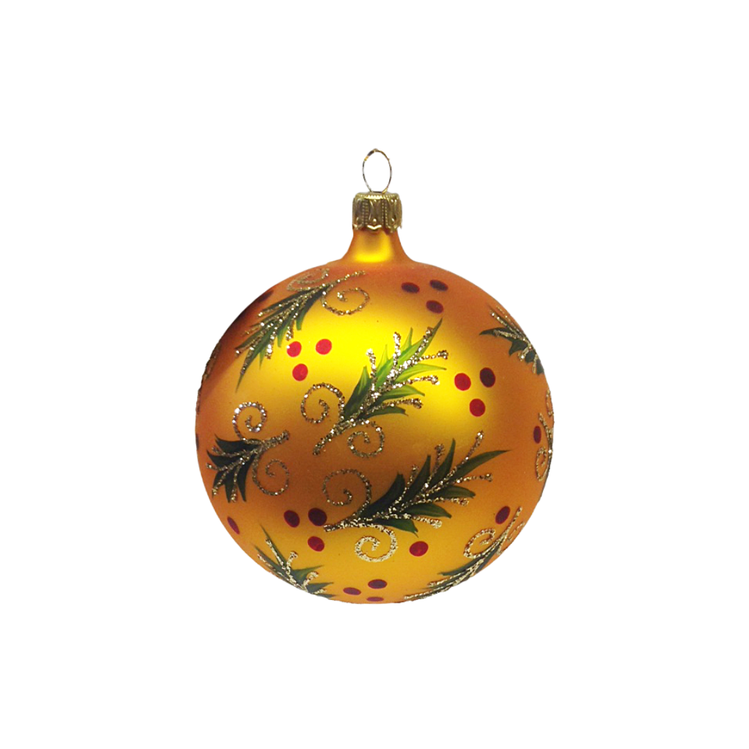 Gold Holly Ball, small by Old German Christmas