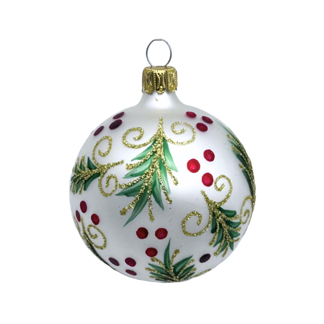 Ball with mistletoe, white 8cm by Old German Christmas