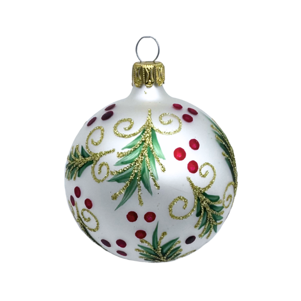 Ball with mistletoe, white 8cm by Old German Christmas