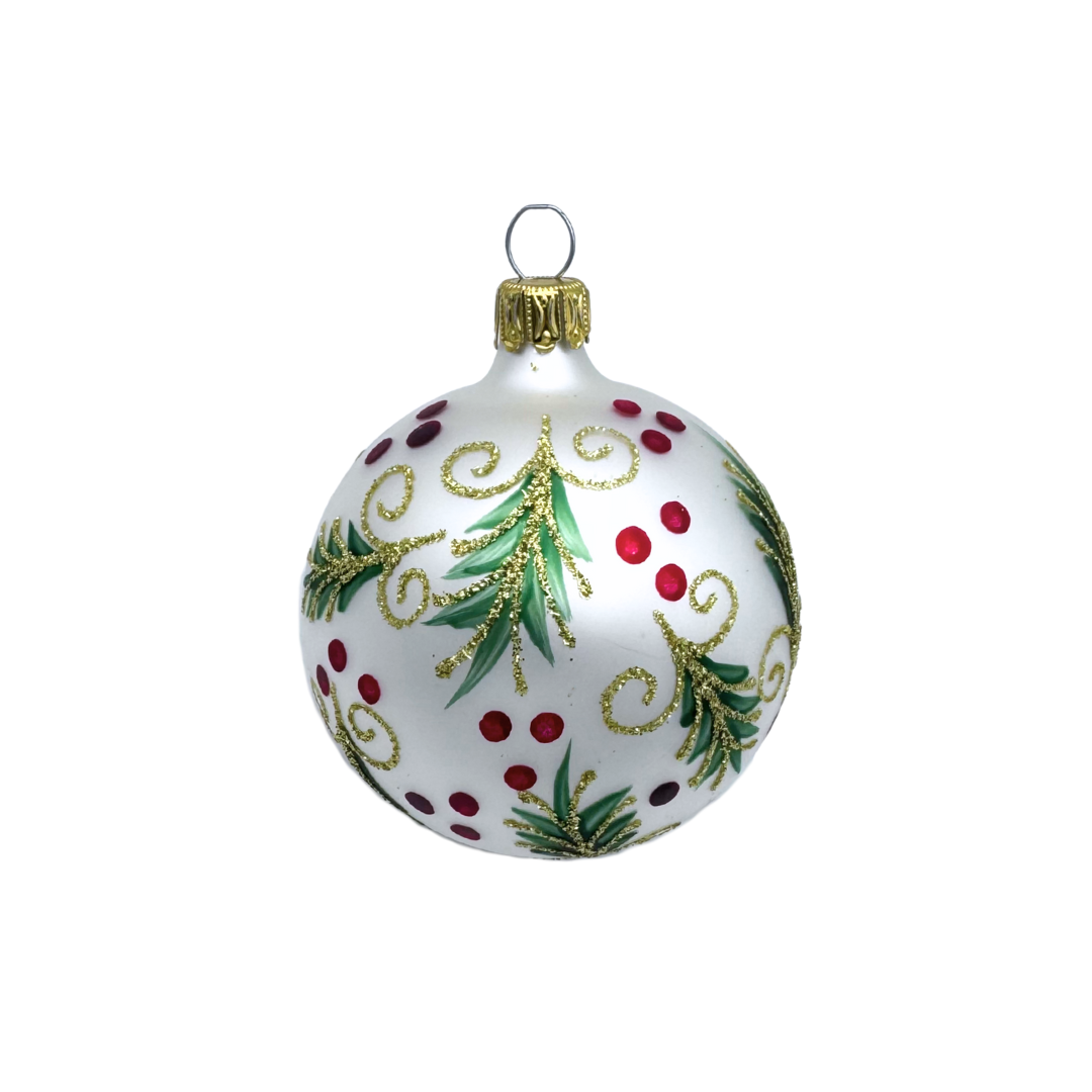 Ball with mistletoe, white 6cm by Old German Christmas