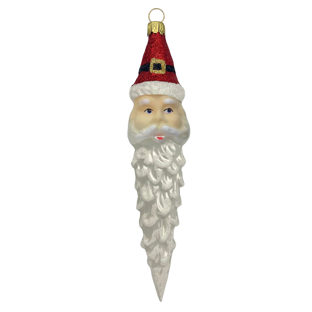 Santa Pinecone with Hat, red glitter and painted face by Old German Christmas