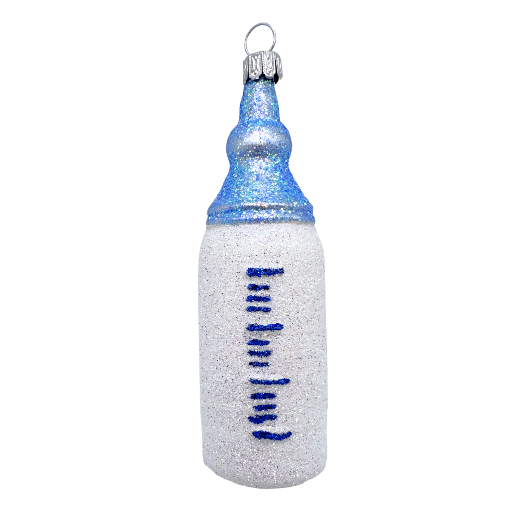 Baby bottle, glittered, blue by Old German Christmas