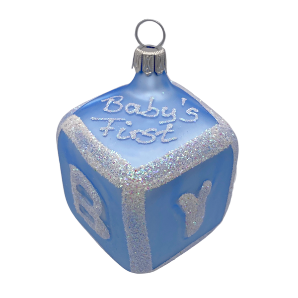 Baby Bottle, blue, glittered by Old German Christmas