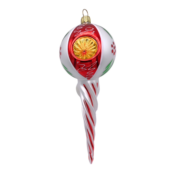 Holly Berry Reflector with Twisted Tip Ornament by Glas Bartholmes