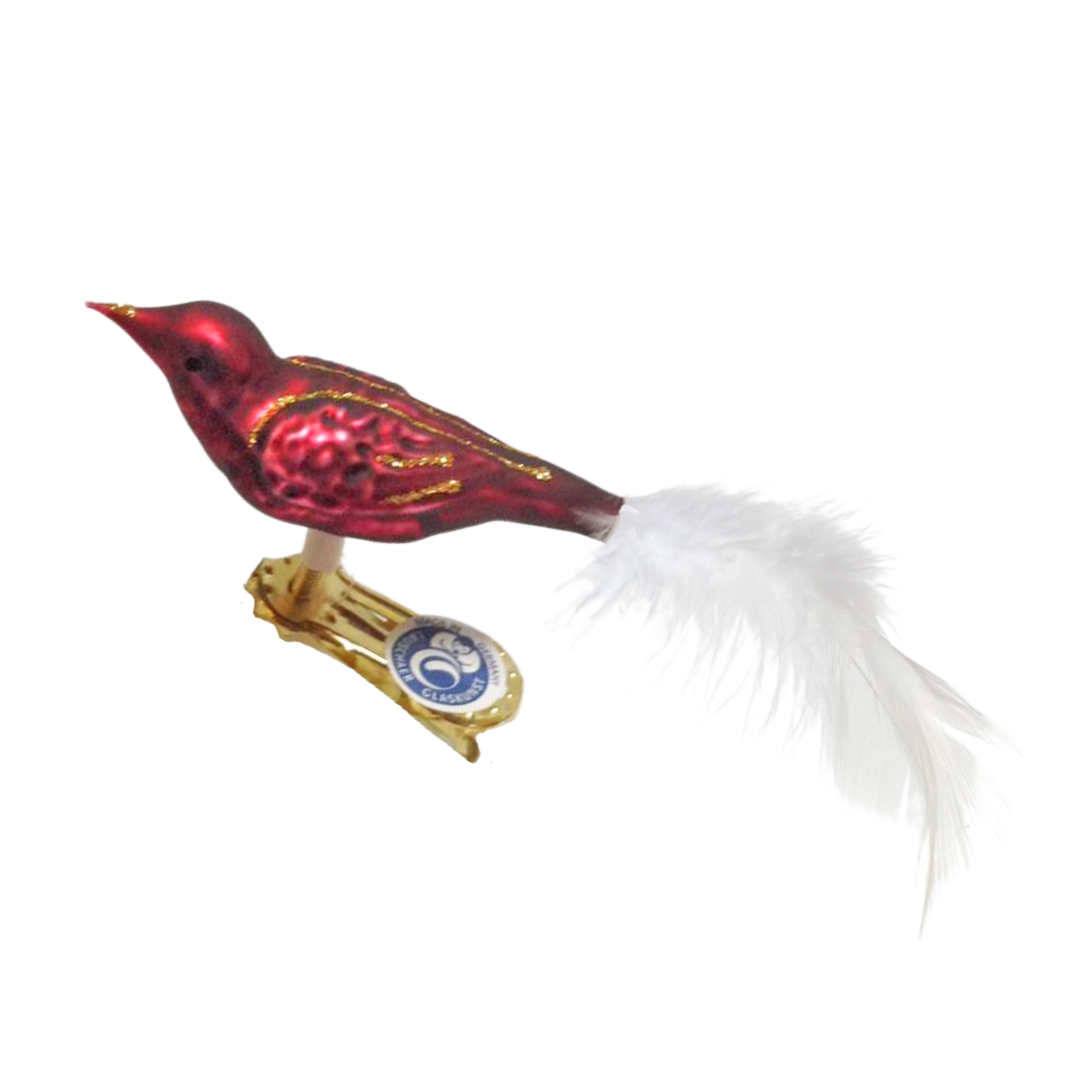 Mini Bird Ornament, bordeaux by Glas Bartholmes