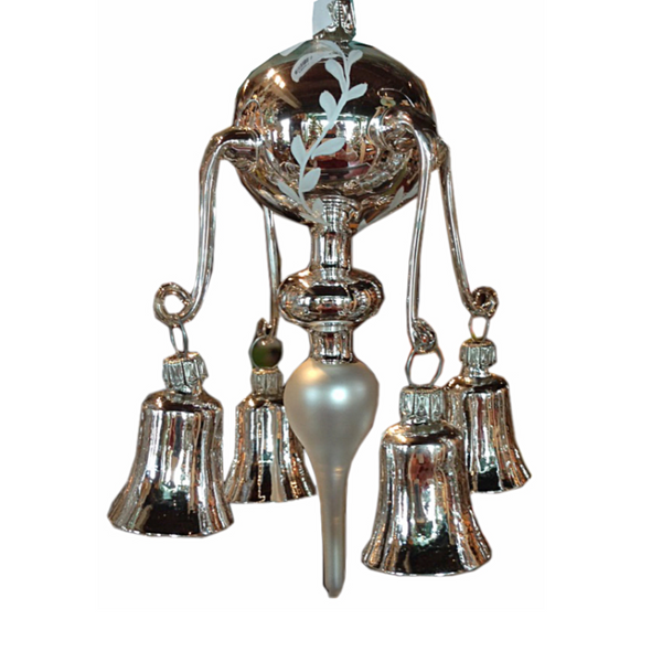 Silver, Four Bells, Nostalgia Charm Ornament by Glas Bartholmes