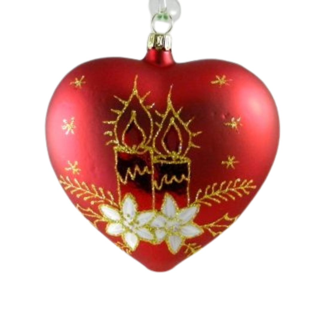 Heart with Advent Décor, red by Glas Bartholmes