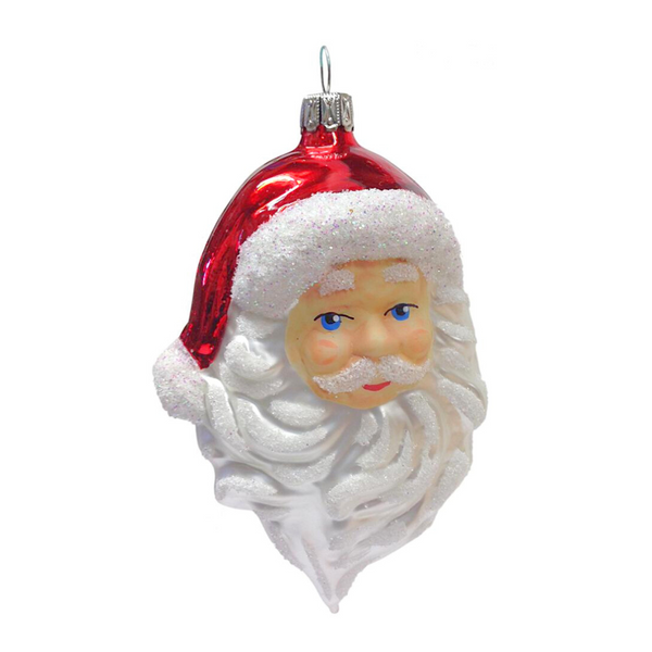 Santa Claus Head with Red Cap Ornament by Glas Bartholmes