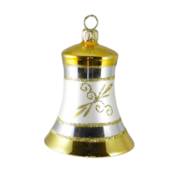 Capped Bell Ornament, gold by Glas Bartholmes