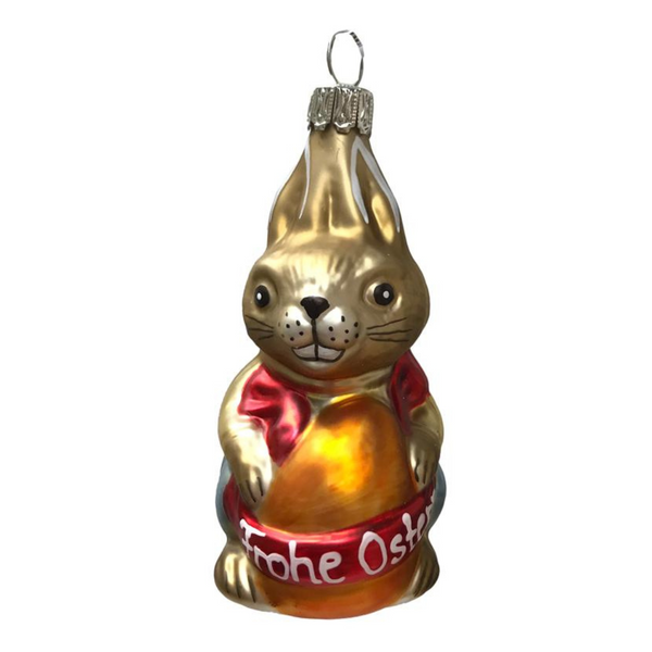 Easter Bunny "Gustav" with Egg Ornament by Glas Bartholmes