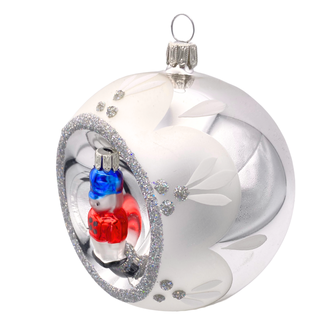 Ball with Nutcracker Inset Ornament by Glas Bartholmes