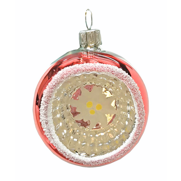 Edelweiss Reflector Ornament, red by Glas Bartholmes