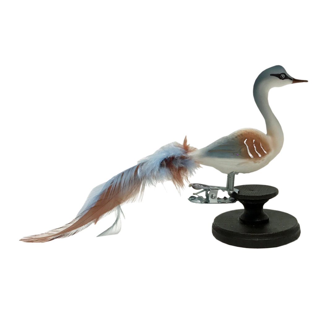 Small Matte Swan in Grey and Brown Ornament by Glas Bartholmes