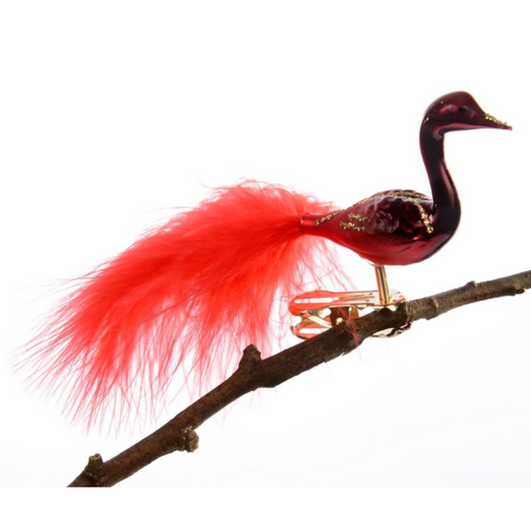 Matte Red Small Swan Ornament by Glas Bartholmes