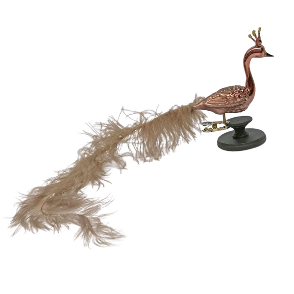 Copper Swan with Flair and Plume Ornament by Glas Bartholmes