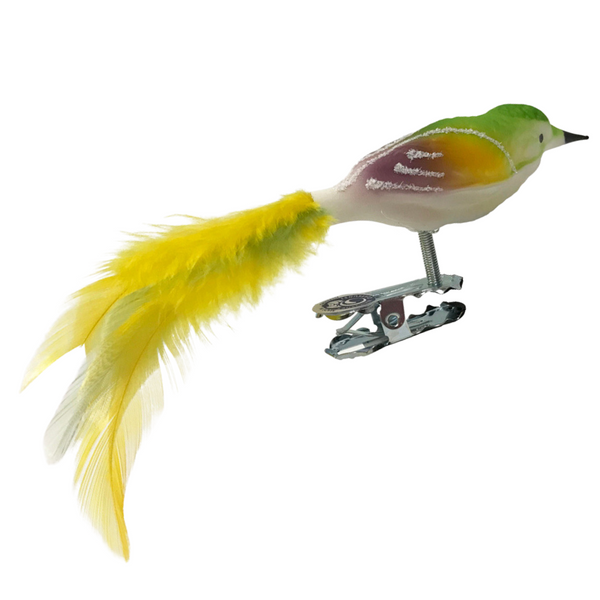 Green, Gold and Orchid Matte Bird Ornament by Glas Bartholmes