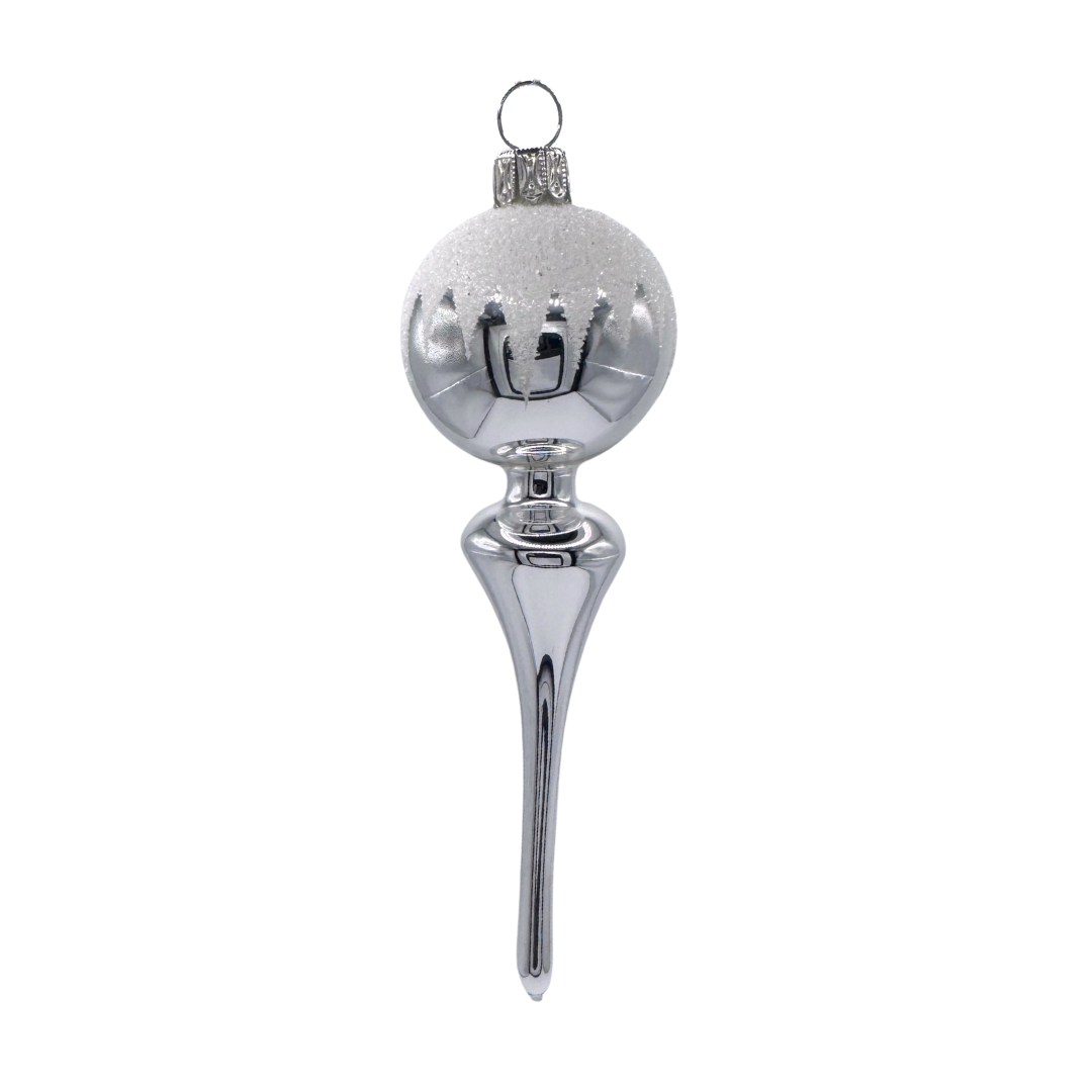 Silver Spike with Frosted Top Ornament by Glas Bartholmes