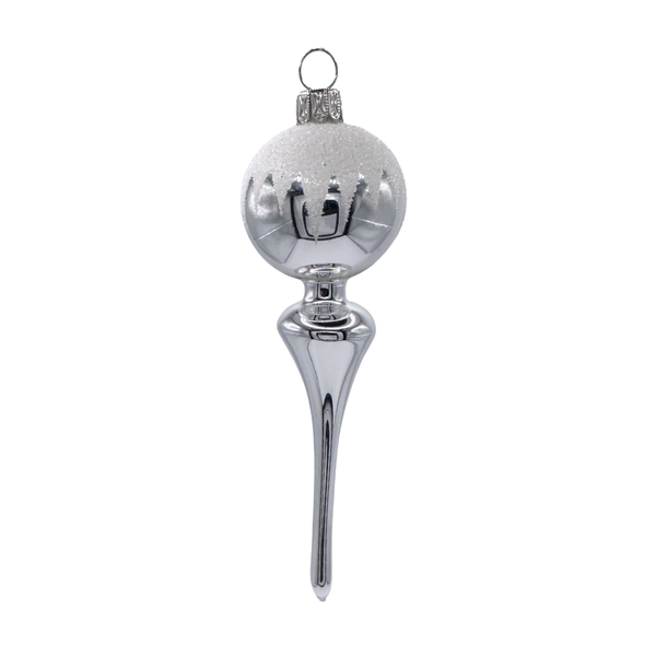 Silver Spike with Frosted Top Ornament by Glas Bartholmes