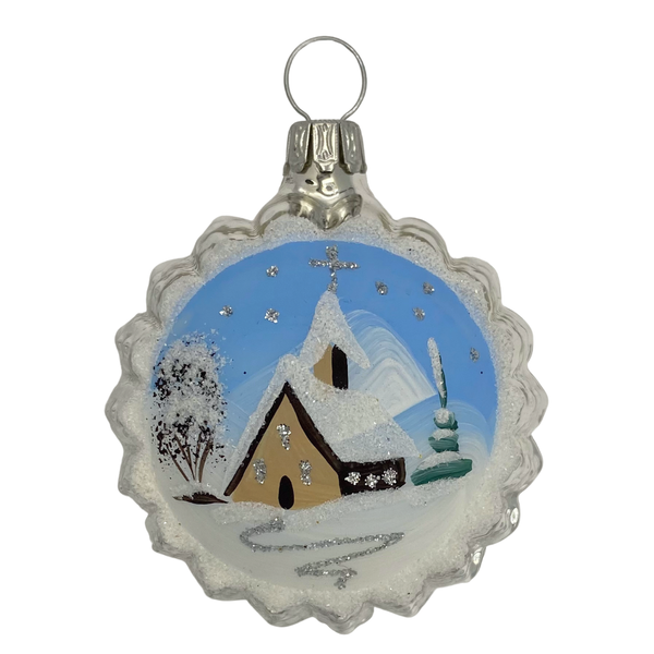 Hand painted Church on Form Ornament by Glas Bartholmes