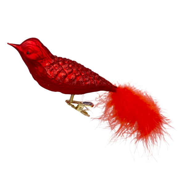 Waffle Pattern Bird, red by Glas Bartholmes