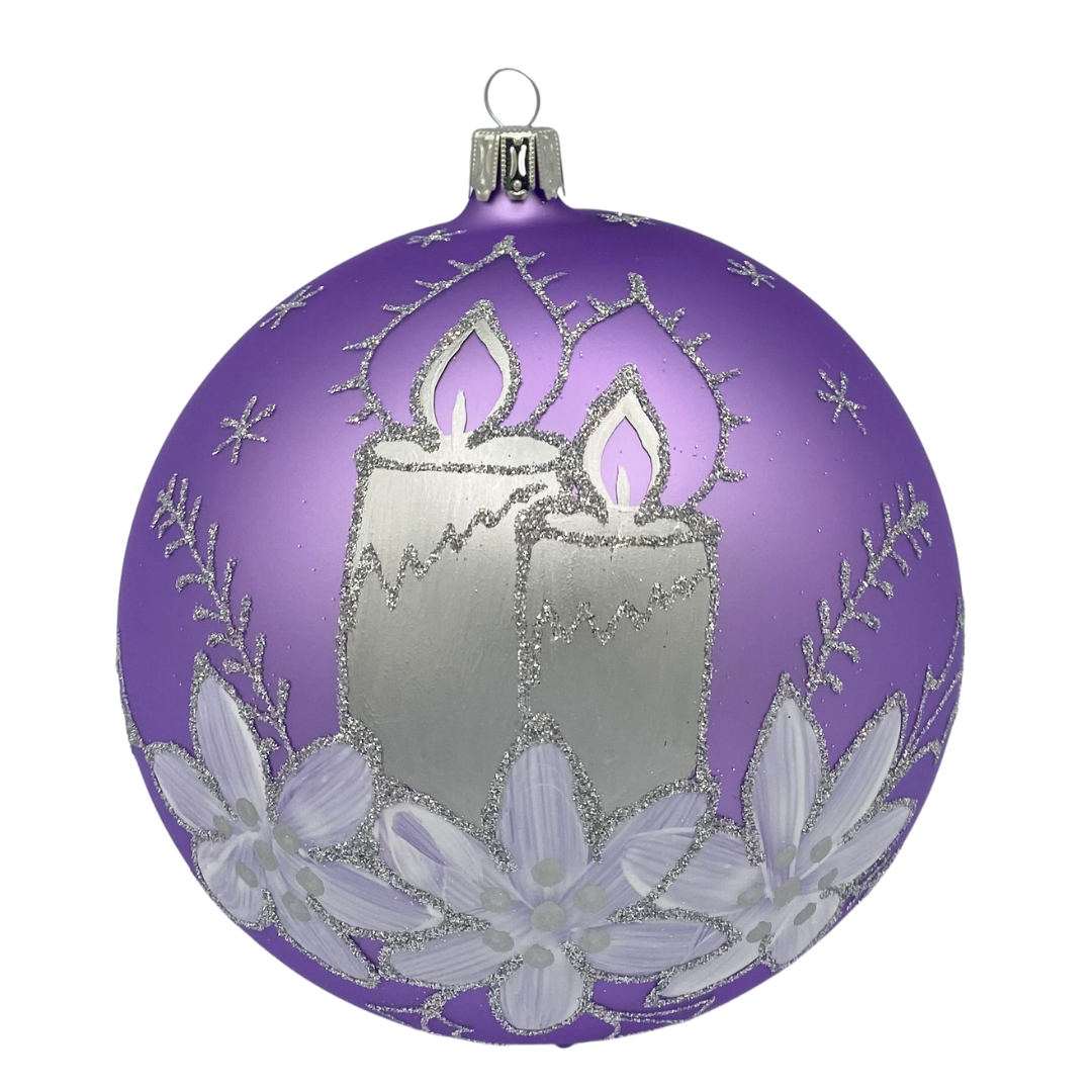 XL Lilac Ball with Candles Ornament by Glas Bartholmes