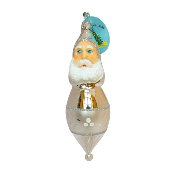 Santa Claus Head on silver Olive Ornament by Glas Bartholmes