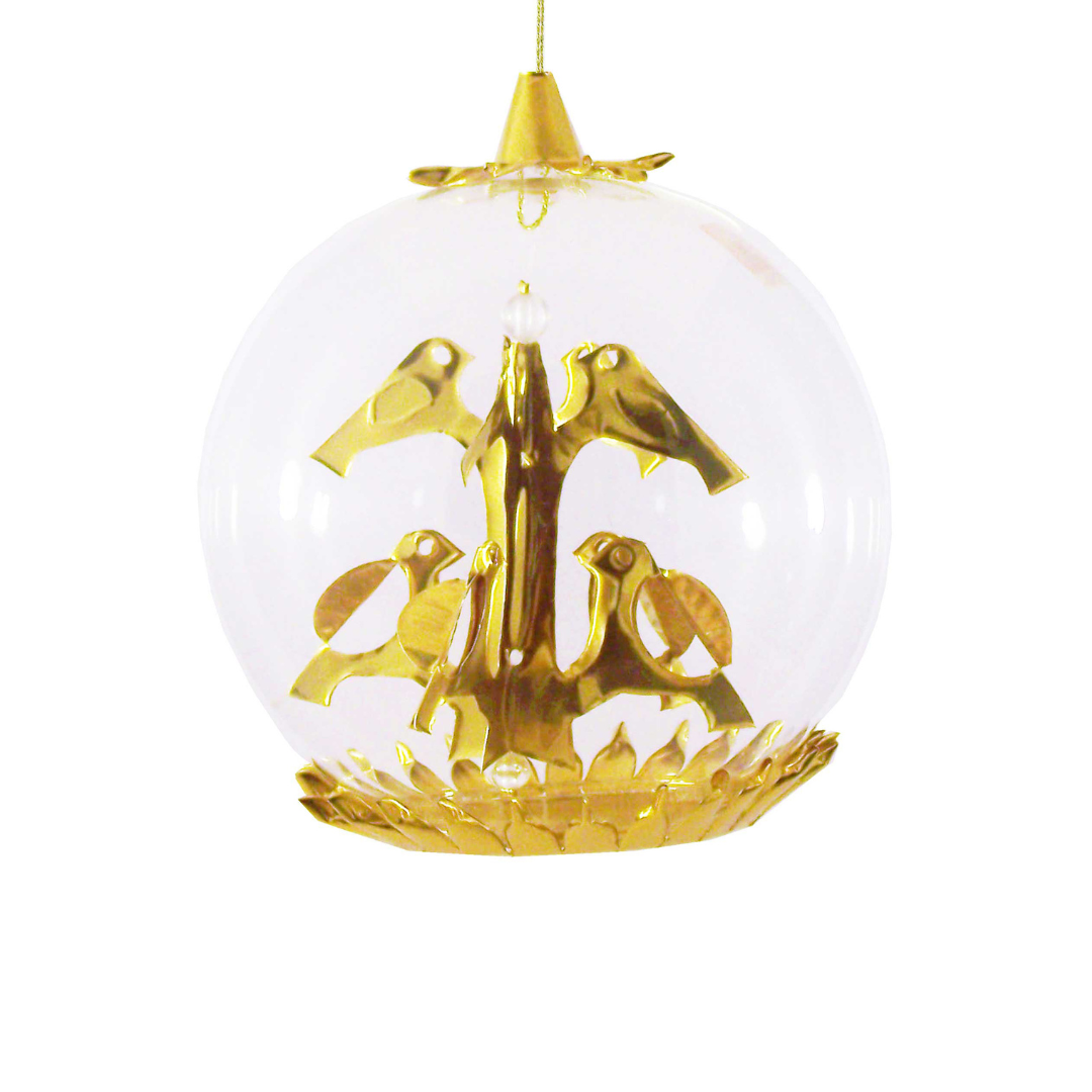 Birds Tree Foil Ornament, gold with clear bead by Resl Lenz