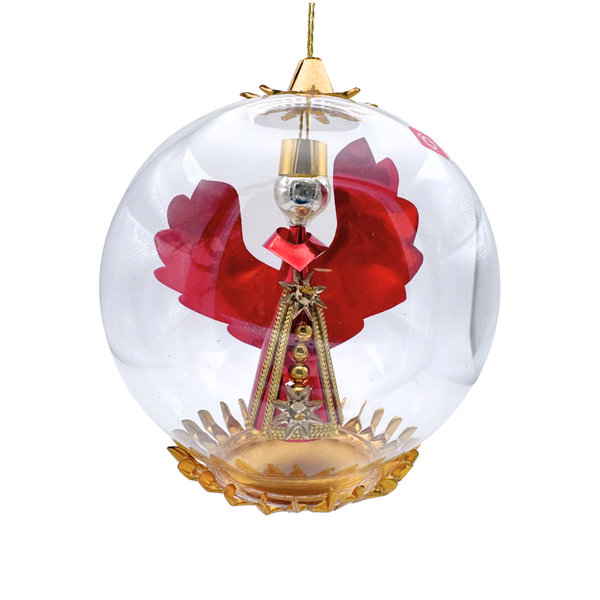 Angel Foil Ornament, 4" (10cm), red with gold beads by Resl Lenz