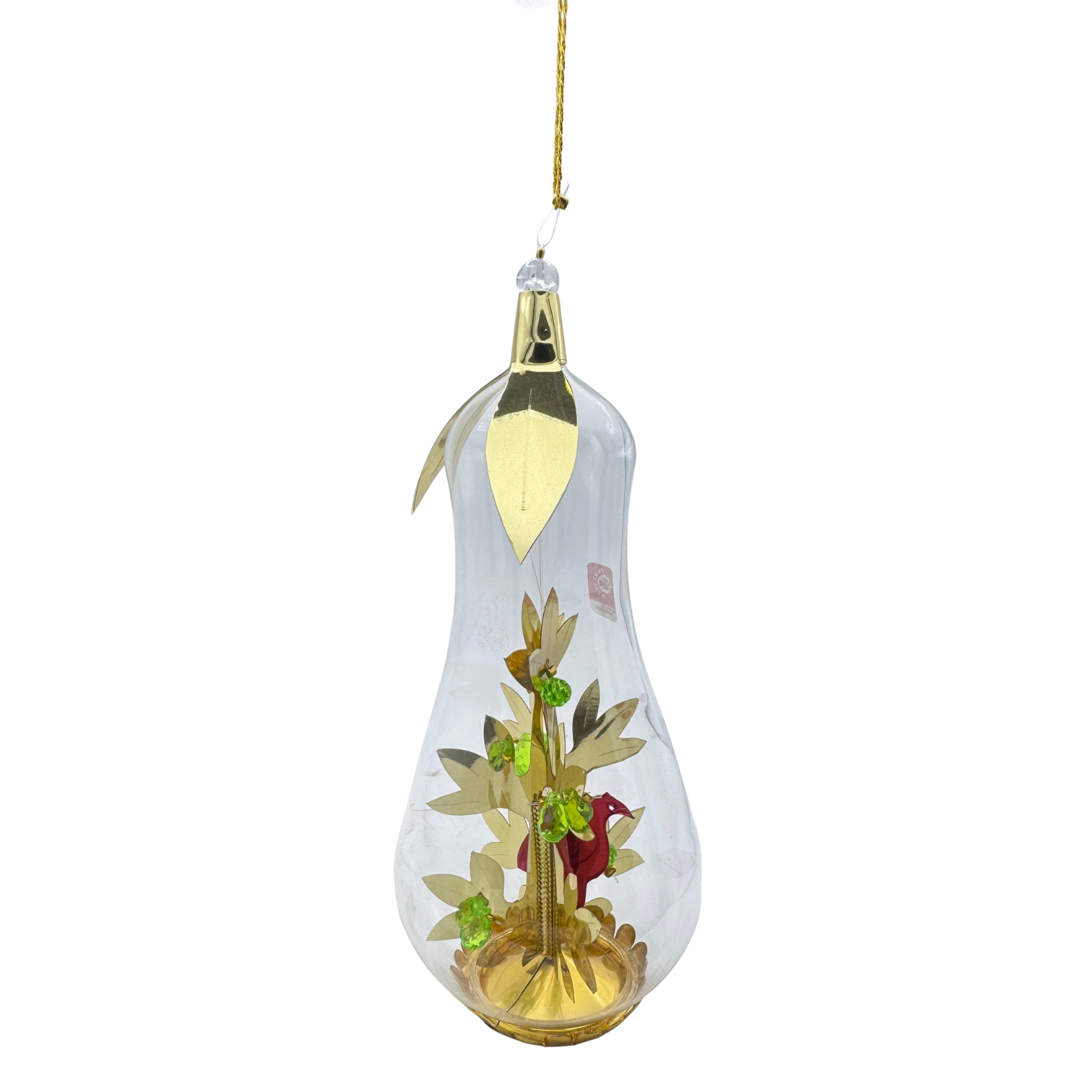 12 Days of Christmas by Resl Lenz, Partridge in a Pear Tree Foil Ornament, lt green