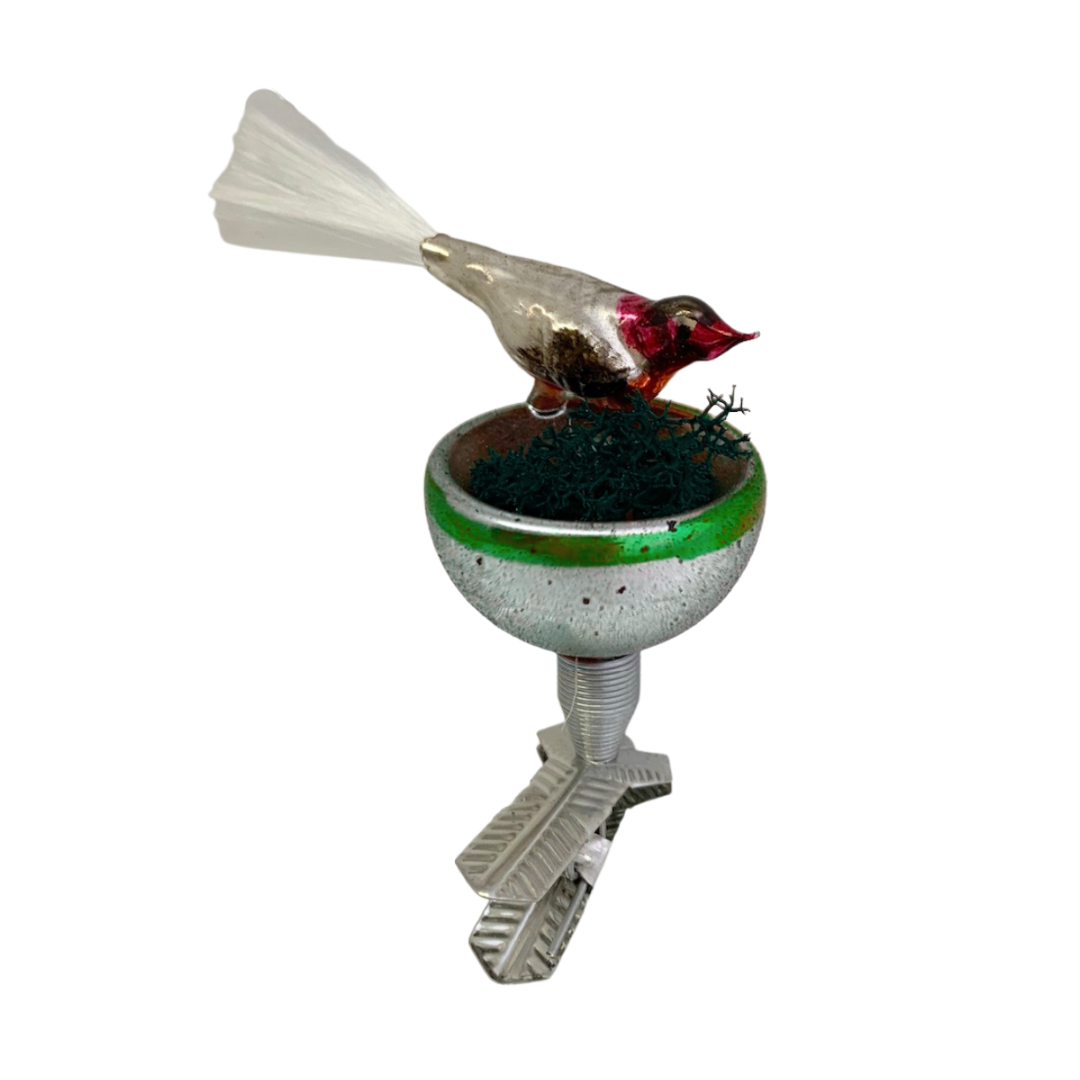 Mini bird nest, green by Retro-Glaskunst