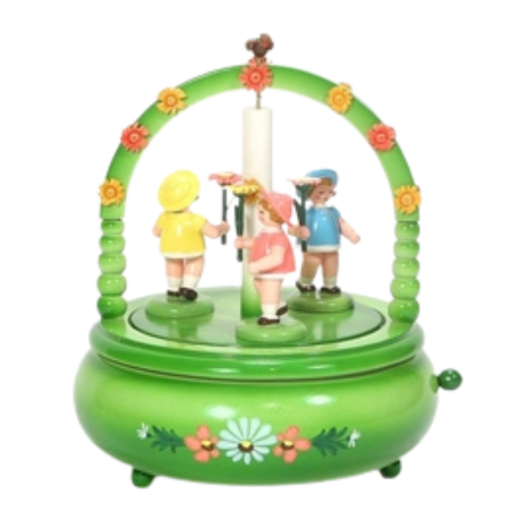 Flower Children Painted Music Box from the Erzgebirge