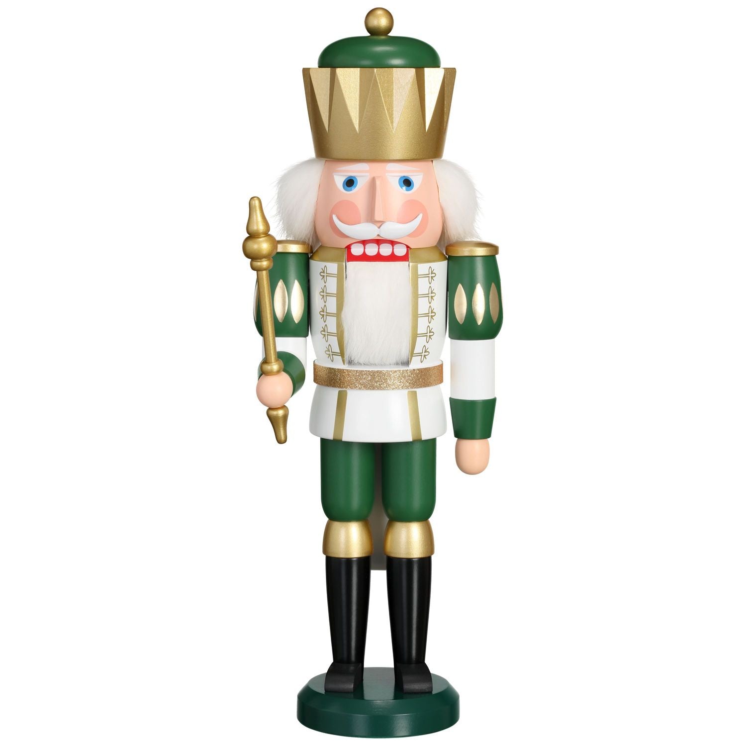 King Nutcracker, green and white, by Seiffener Volkskunst