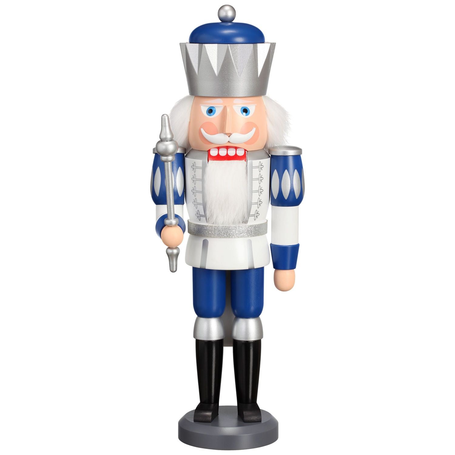 King Nutcracker, silver and blue, by Seiffener Volkskunst