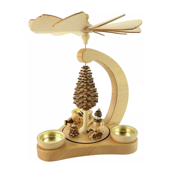 Tea Light Pyramid with Sled Figures by Kunstgewerbe Lenk und Sohn